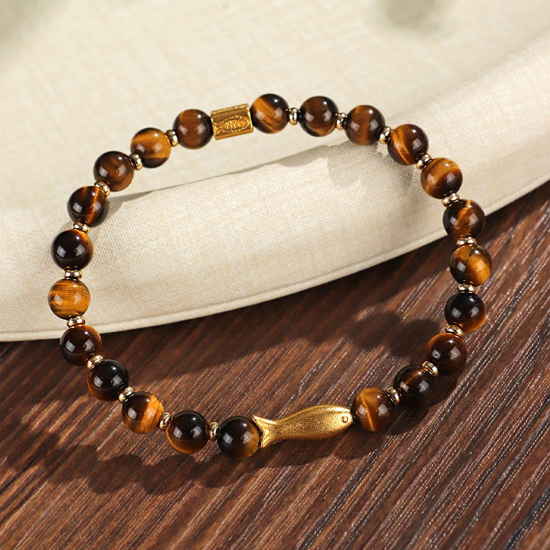 Fortune Jewel Tiger Eye Koi Fish Courage Bracelet