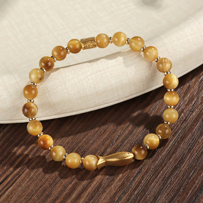 Fortune Jewel Tiger Eye Koi Fish Courage Bracelet