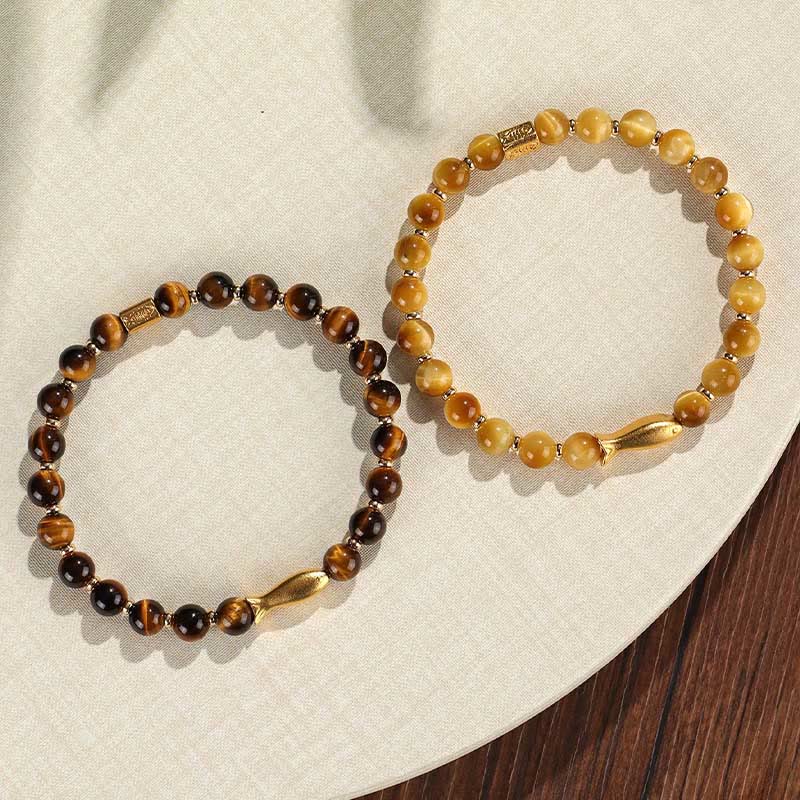 Fortune Jewel Tiger Eye Koi Fish Courage Bracelet