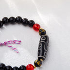 Fortune Jewel Tibetan Nine-eye Dzi Bead Black Onyx Six True Words Wealth Protection Bracelet