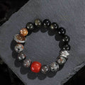 Fortune Jewel Gold Sheen Obsidian Lava Rock Red Agate Protection Bracelet