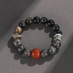Fortune Jewel Gold Sheen Obsidian Lava Rock Red Agate Protection Bracelet