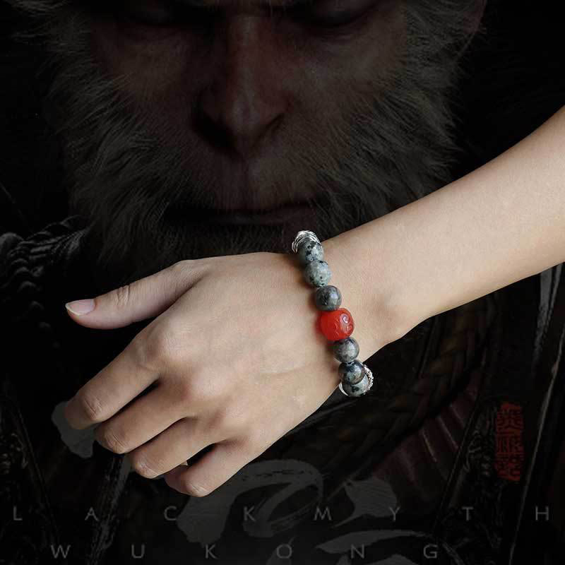 Fortune Jewel Gold Sheen Obsidian Lava Rock Red Agate Protection Bracelet