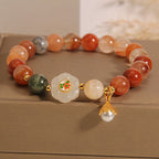 Fortune Jewel Natural Fu Lu Shou Crystal Hetian White Jade Pearl Luck Bracelet