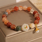 Fortune Jewel Natural Fu Lu Shou Crystal Hetian White Jade Pearl Luck Bracelet