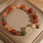 Fortune Jewel Natural Fu Lu Shou Crystal Hetian White Jade Pearl Luck Bracelet