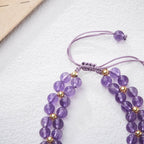 Fortune Jewel Amethyst Butterfly Bamboo Balance Relieves Stress Braided String Bracelet