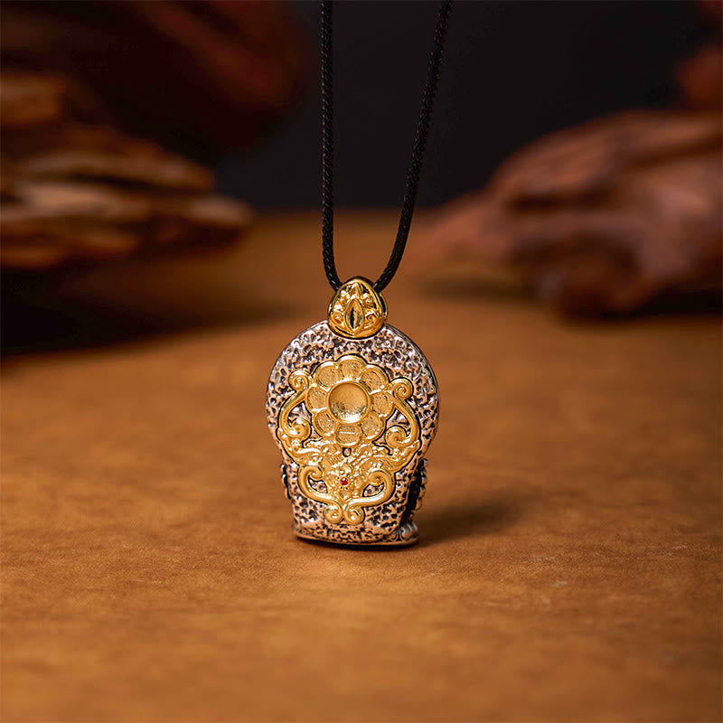 Fortune Jewel Tibetan Avalokitesvara Dzi Bead Pattern Copper Purity Healing Necklace Pendant