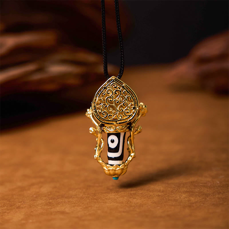 Fortune Jewel Tibetan Dzi Bead Manjusri Bodhisattva Pattern Compassion String Necklace Pendant Fortune Jewel