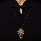 Fortune Jewel Tibetan Dzi Bead Manjusri Bodhisattva Pattern Compassion String Necklace Pendant Fortune Jewel