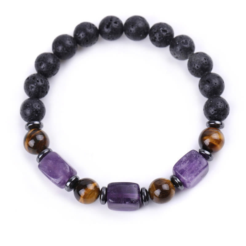 Fortune Jewel Various Crystals Lava Rock Calm Bracelet