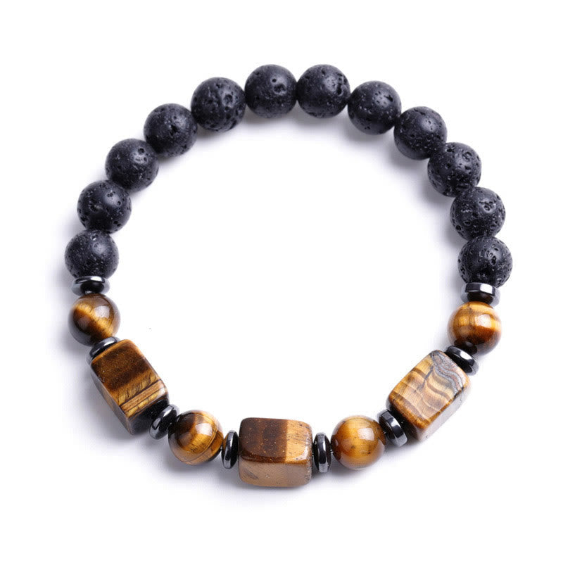 Fortune Jewel Various Crystals Lava Rock Calm Bracelet