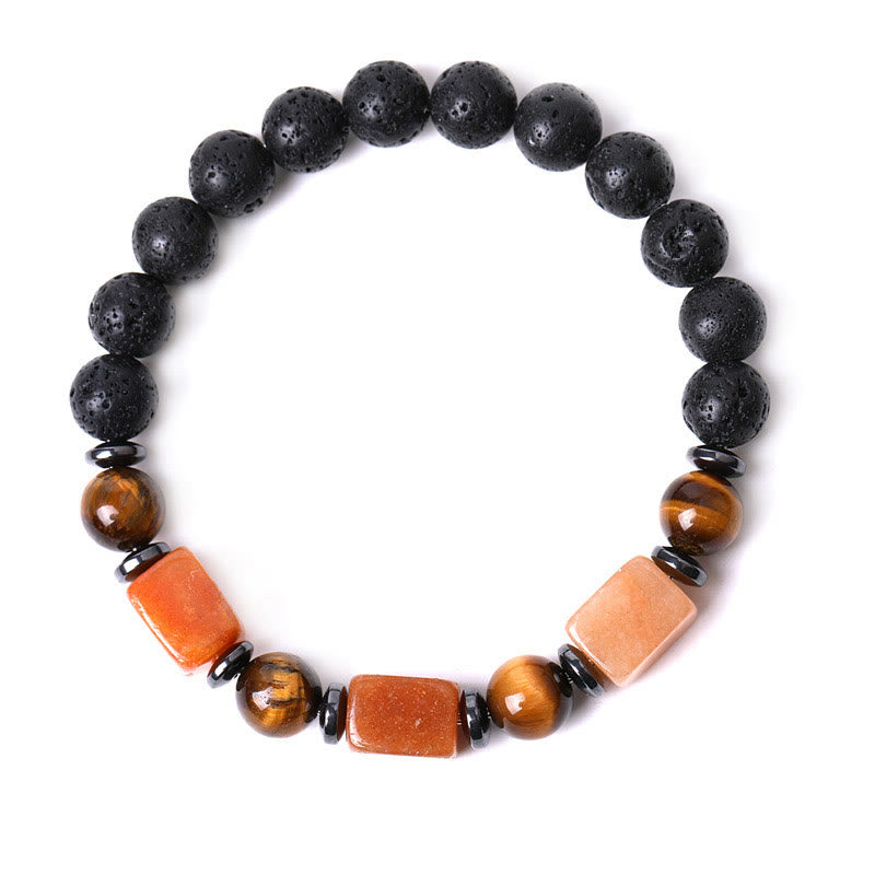 Fortune Jewel Various Crystals Lava Rock Calm Bracelet