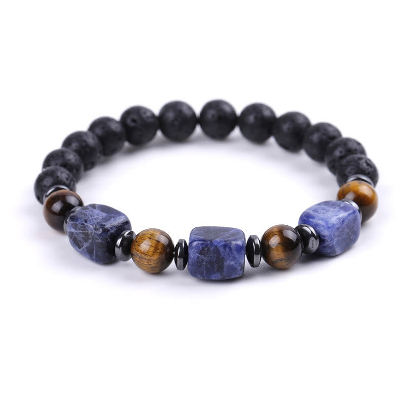 Fortune Jewel Various Crystals Lava Rock Calm Bracelet