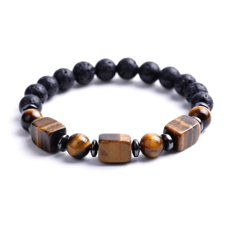 Fortune Jewel Various Crystals Lava Rock Calm Bracelet