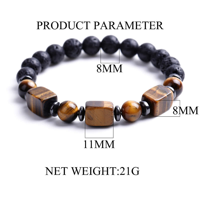 Fortune Jewel Various Crystals Lava Rock Calm Bracelet