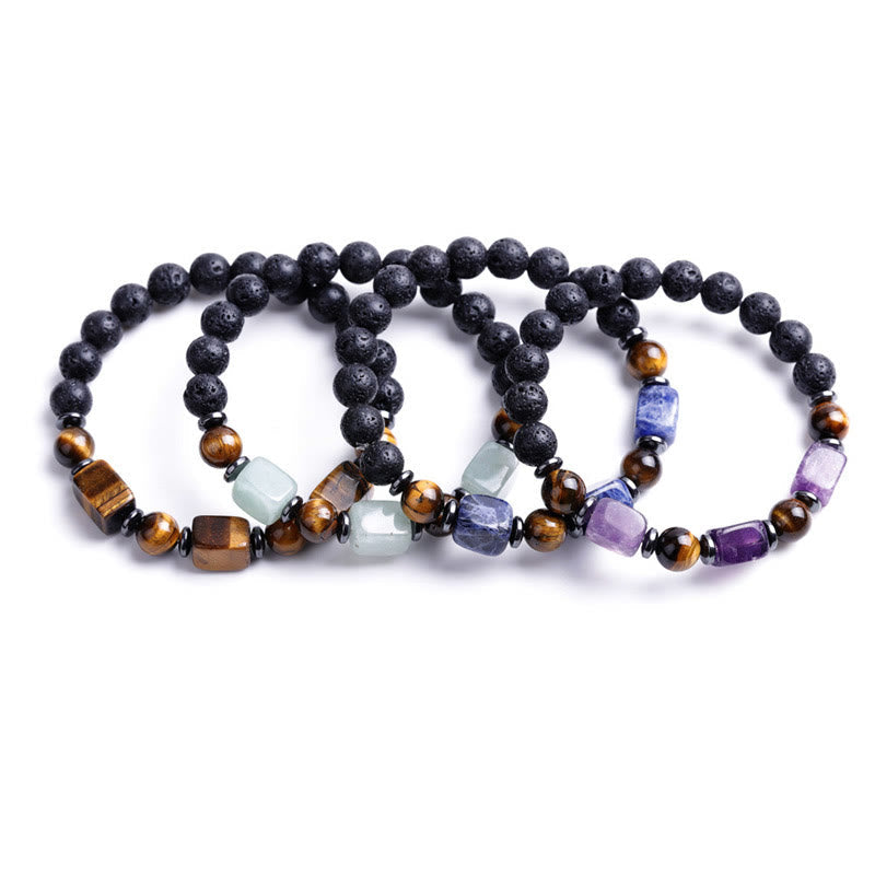 Fortune Jewel Various Crystals Lava Rock Calm Bracelet