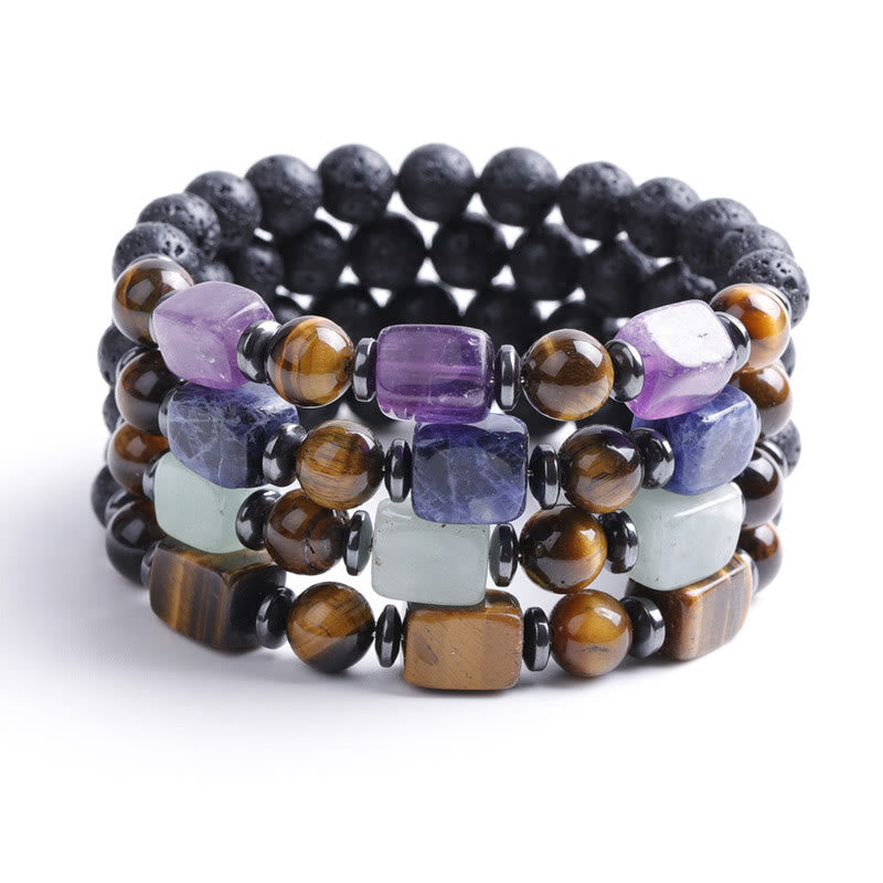 Fortune Jewel Various Crystals Lava Rock Calm Bracelet