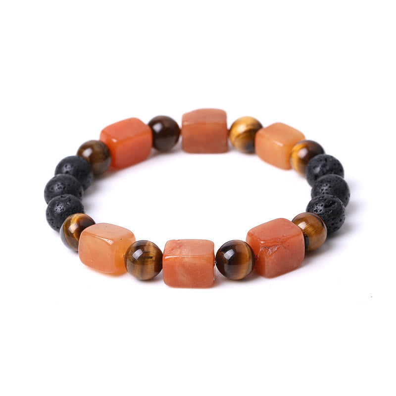 Fortune Jewel Various Crystals Cube Amethyst Lava Rock Support Bracelet
