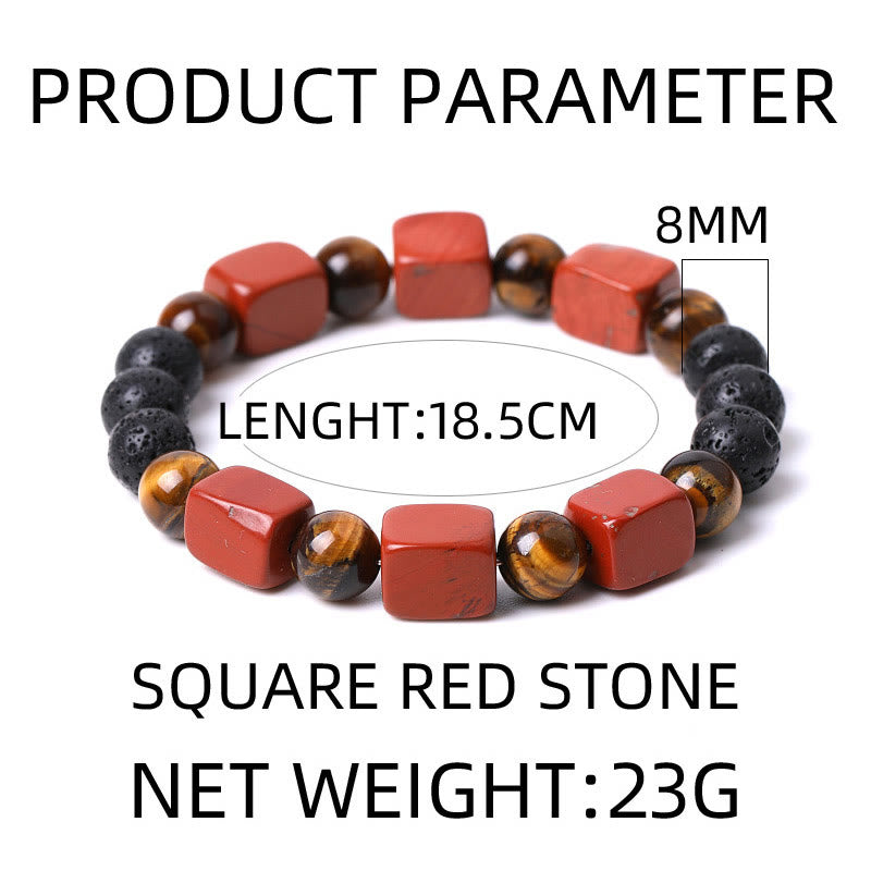 Fortune Jewel Various Crystals Cube Amethyst Lava Rock Support Bracelet