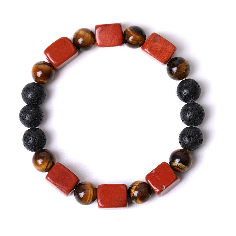 Fortune Jewel Various Crystals Cube Amethyst Lava Rock Support Bracelet