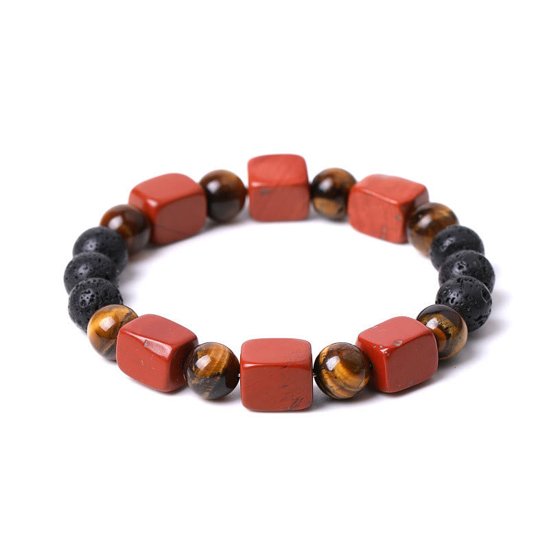 Fortune Jewel Various Crystals Cube Amethyst Lava Rock Support Bracelet
