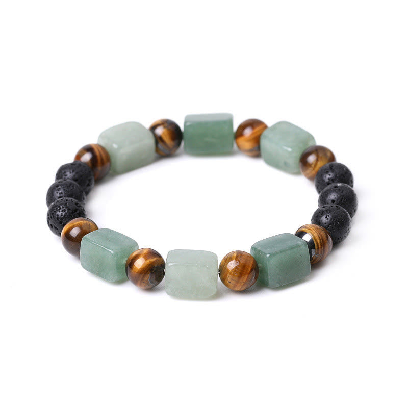 Fortune Jewel Various Crystals Cube Amethyst Lava Rock Support Bracelet