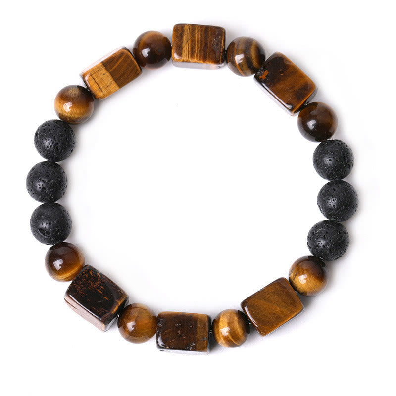 Fortune Jewel Various Crystals Cube Amethyst Lava Rock Support Bracelet