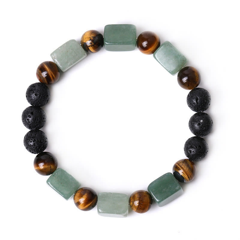 Fortune Jewel Various Crystals Cube Amethyst Lava Rock Support Bracelet