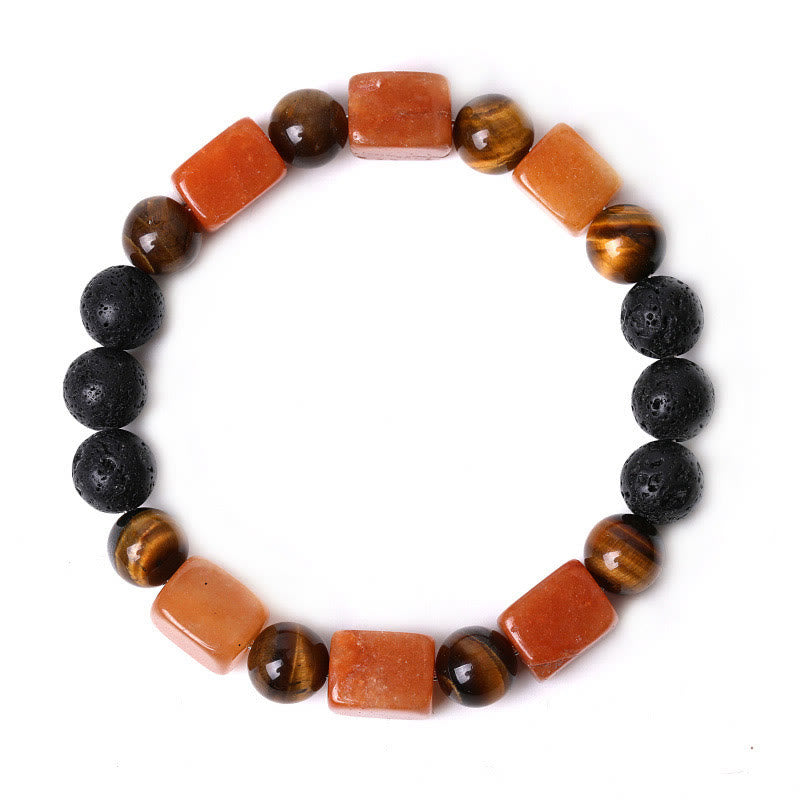 Fortune Jewel Various Crystals Cube Amethyst Lava Rock Support Bracelet
