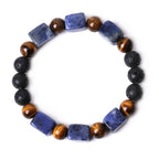 Fortune Jewel Various Crystals Cube Amethyst Lava Rock Support Bracelet