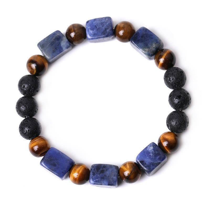 Fortune Jewel Various Crystals Cube Amethyst Lava Rock Support Bracelet