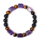 Fortune Jewel Various Crystals Cube Amethyst Lava Rock Support Bracelet