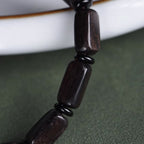 Fortune Jewel Ebony Wood Rectangular Beads Dzi Bead Balance Bracelet