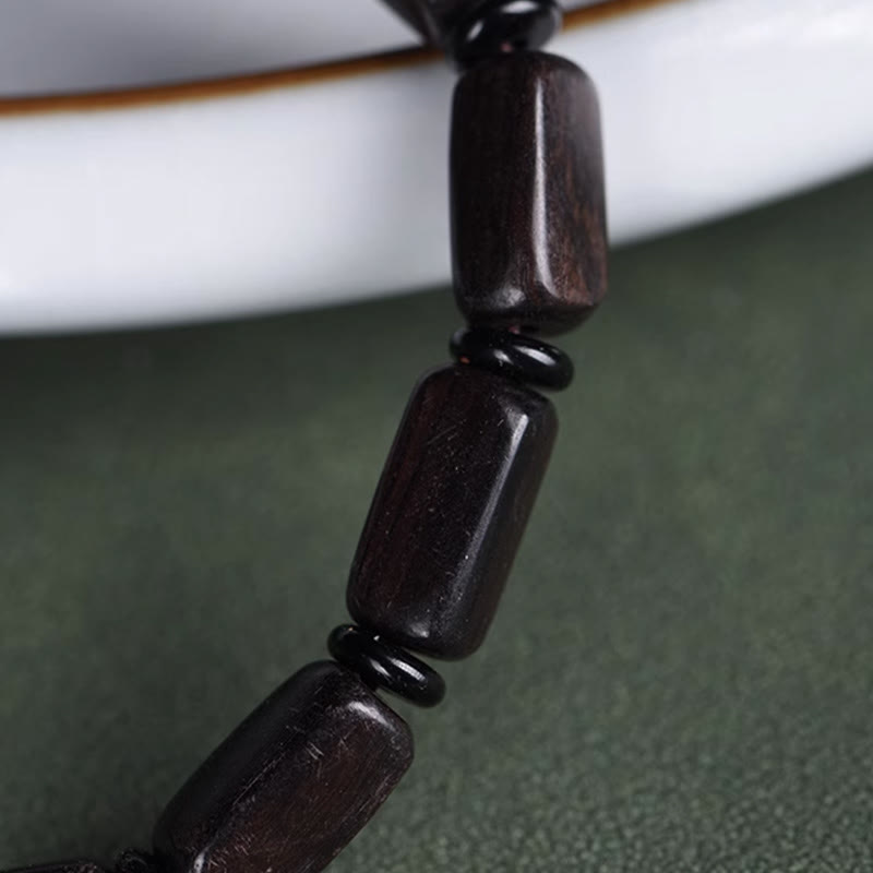 Fortune Jewel Ebony Wood Rectangular Beads Dzi Bead Balance Bracelet