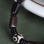 Fortune Jewel Ebony Wood Rectangular Beads Dzi Bead Balance Bracelet
