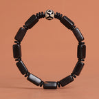 Fortune Jewel Ebony Wood Rectangular Beads Dzi Bead Balance Bracelet