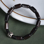 Fortune Jewel Ebony Wood Rectangular Beads Dzi Bead Balance Bracelet