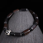 Fortune Jewel Ebony Wood Rectangular Beads Dzi Bead Balance Bracelet