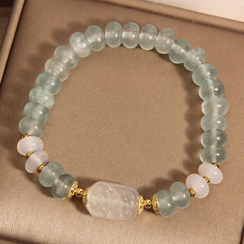 Fortune Jewel Aquamarine Jade Abacus Beads Serenity Bracelet