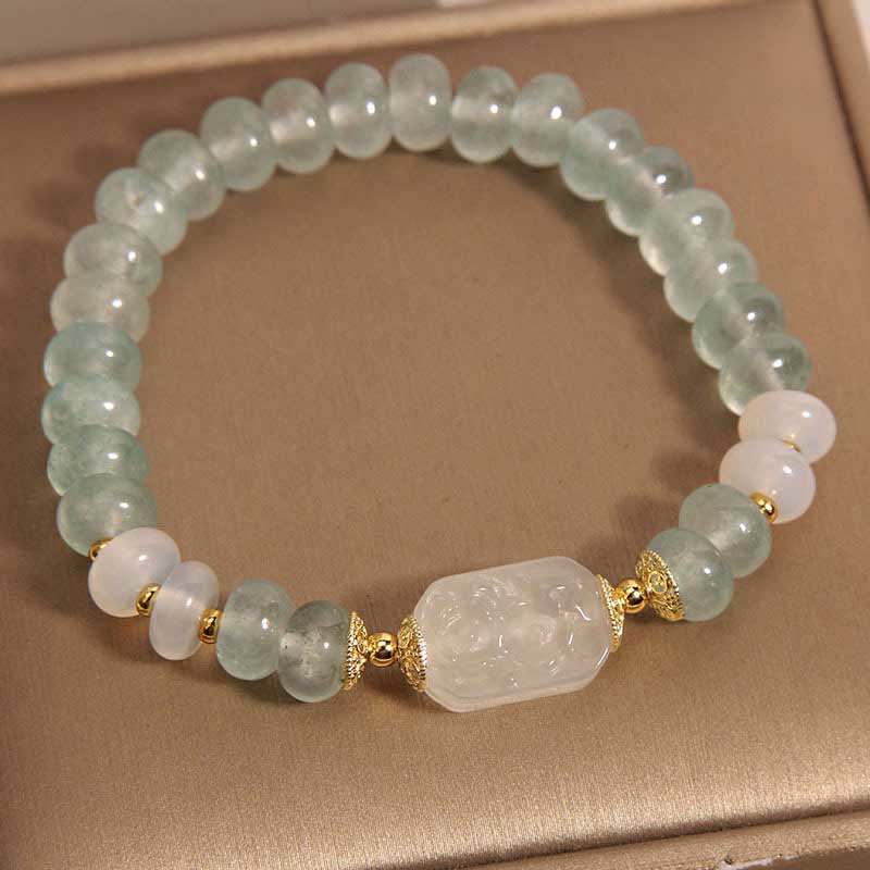 Fortune Jewel Aquamarine Jade Abacus Beads Serenity Bracelet