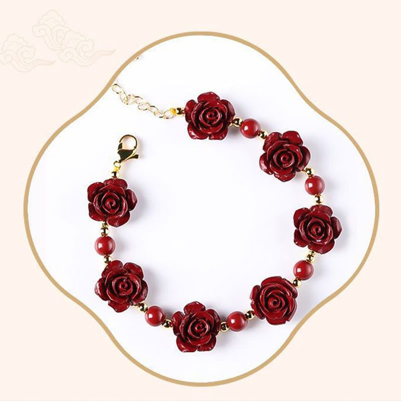 Fortune Jewel Cinnabar Rose Blessing Bracelet