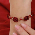 Fortune Jewel Cinnabar Rose Blessing Bracelet