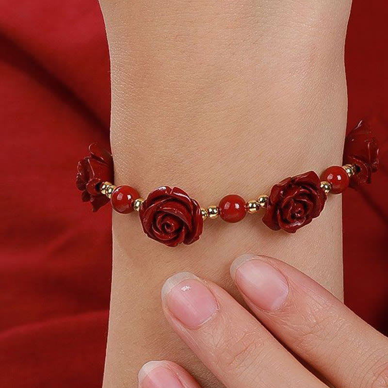 Fortune Jewel Cinnabar Rose Blessing Bracelet