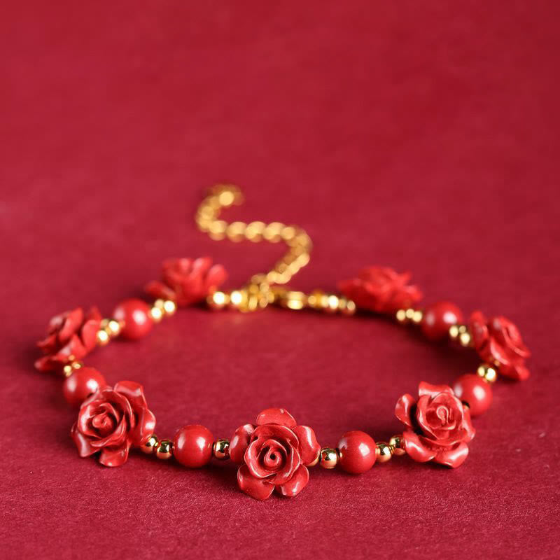 Fortune Jewel Cinnabar Rose Blessing Bracelet