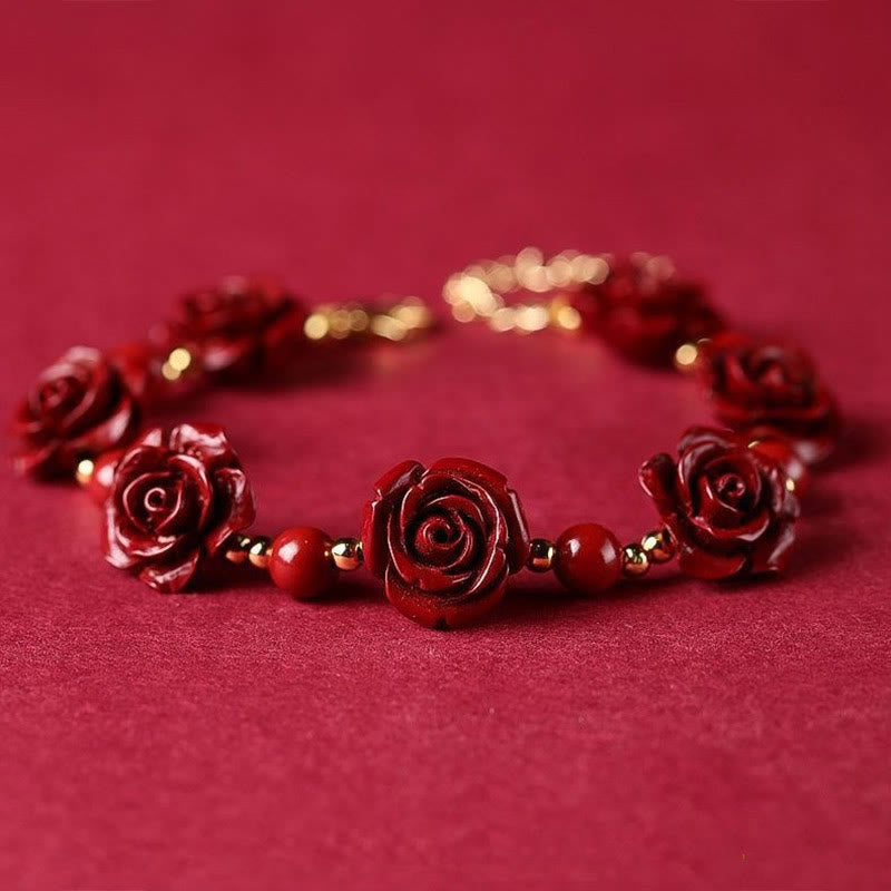 Fortune Jewel Cinnabar Rose Blessing Bracelet