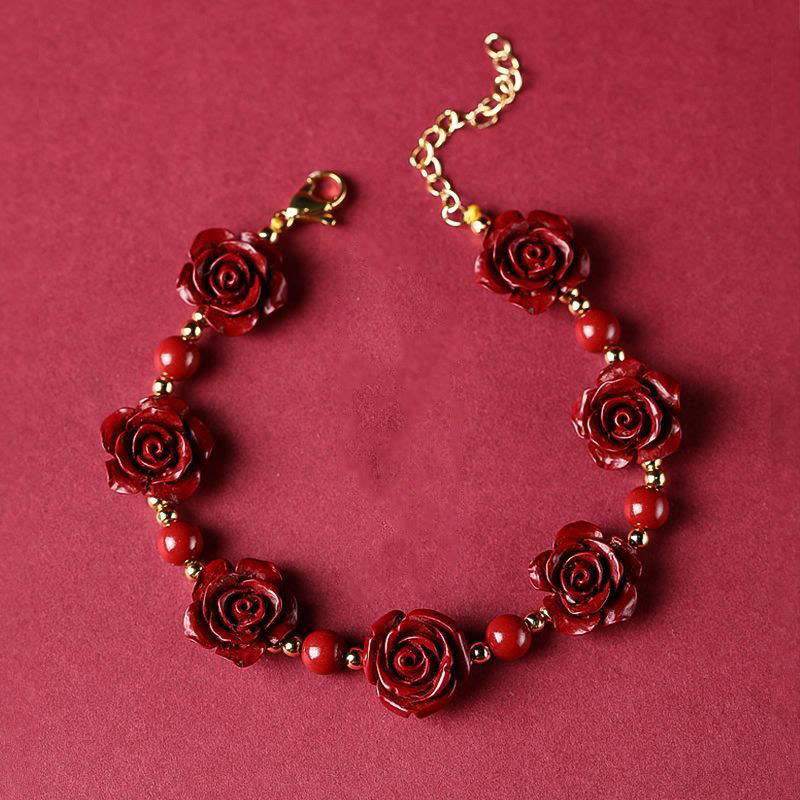 Fortune Jewel Cinnabar Rose Blessing Bracelet