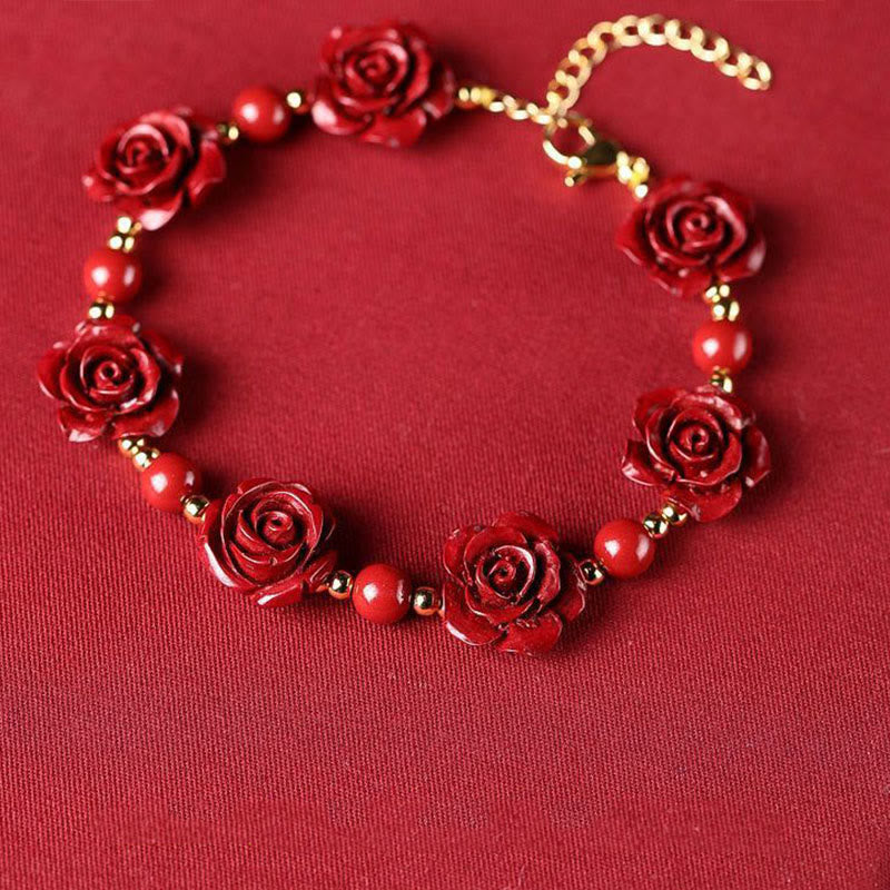 Fortune Jewel Cinnabar Rose Blessing Bracelet