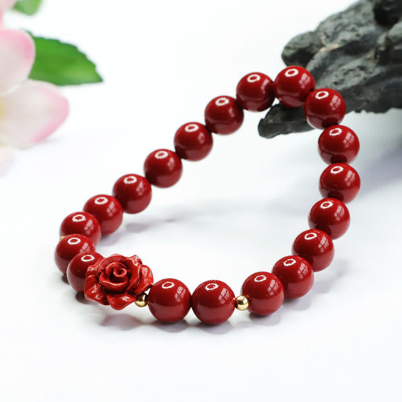 Fortune Jewel Cinnabar Rose Calm Bracelet
