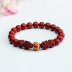 Fortune Jewel Cinnabar Double PIXIU Keep Away Evil Spirits Bracelet